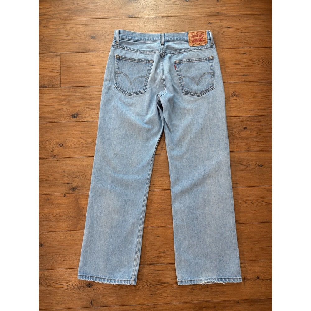 Levis 505 Regular Fit Straight Leg Light‎ Wash Denim Jeans Mens 34x29 Blue